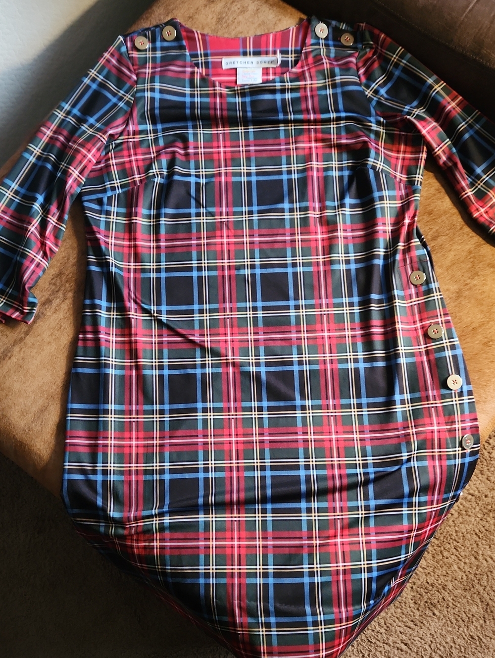 Gretchen Scott Designs Button up‎ Dress-duke of York Size L Tartan Print